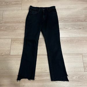 Mother Insider Crop Step Fray Black Ankle Jeans Size 28 - fit like a 27